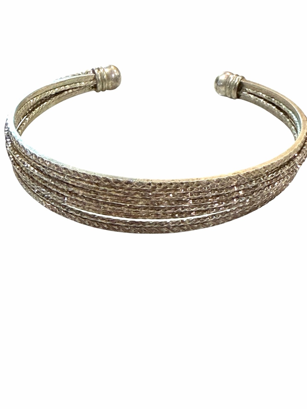 Vintage .925 Sterling Silver Multi-Strand Popcorn Mesh Cuff Bracelet 19.5g